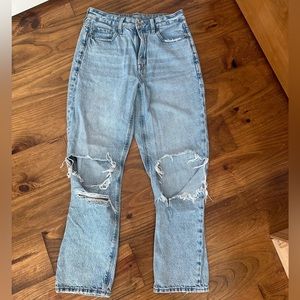 American Eagle washed ripped mom jeans